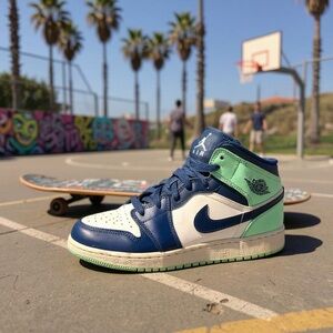 Air Jordan 1 Mid GS “Blue Mint” Mystic Navy 5.5Y